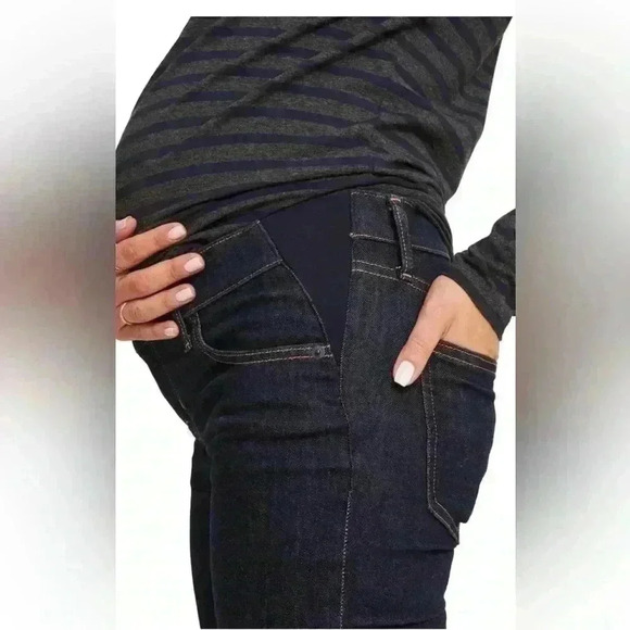Hatch Slim Maternity Jean Under Belly Slim Leg Color Rinse Dark Wash sz 29. - Picture 3 of 11